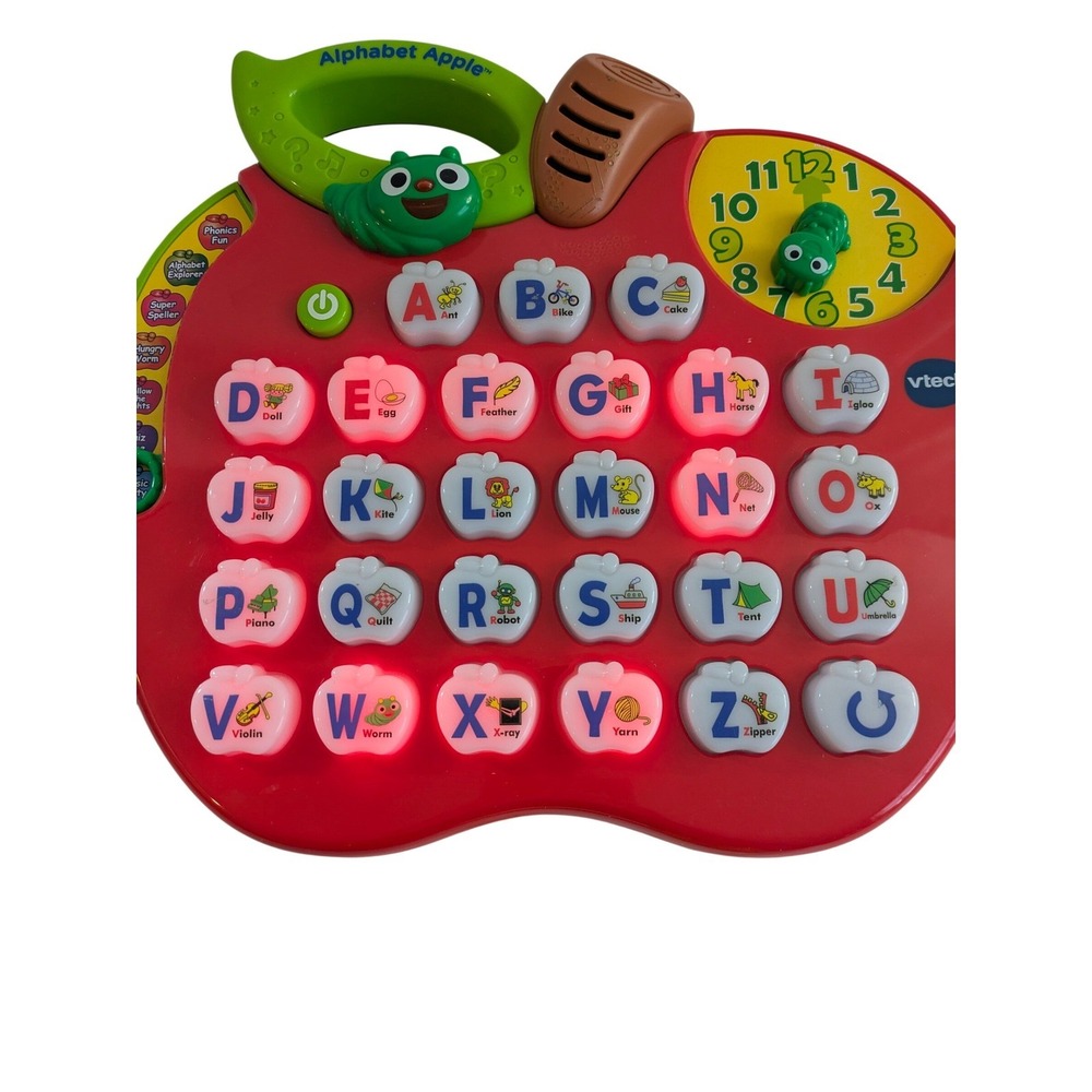 VTech Alphabet Apple Red Interactive Learning Toy Letters Phonics Clock 1390 - Picture 4 of 11